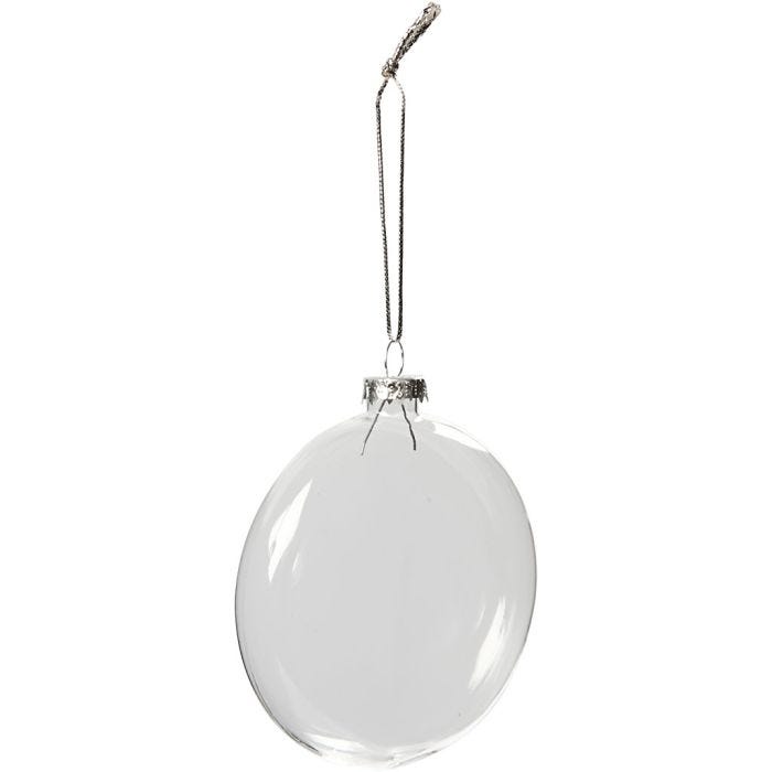 Decorazione in vetro piatta, diam 8 cm, spess. 2,1 cm, 6 pz/ 1 conf.