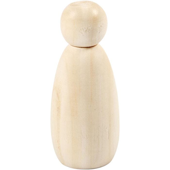Corpo della figura in legno, H: 8 cm, diam 3,8 cm, 3 pz/ 1 conf.