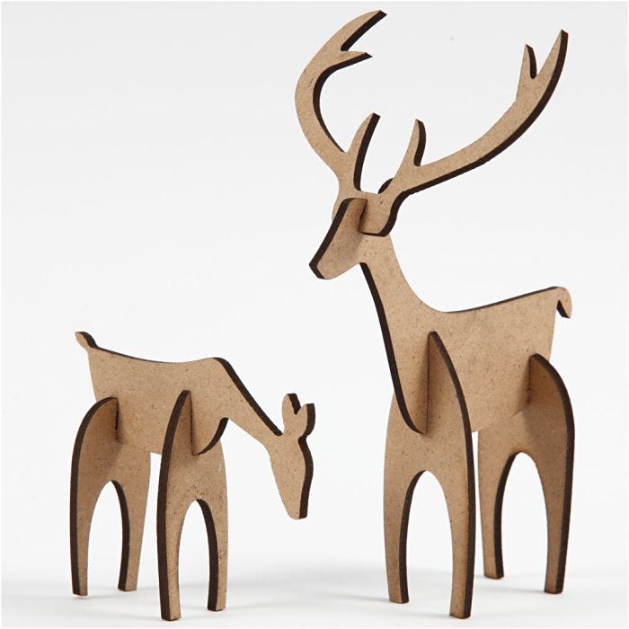 Cervo e cerva, 5+12,5 cm, 6,5+8 cm, 1 set