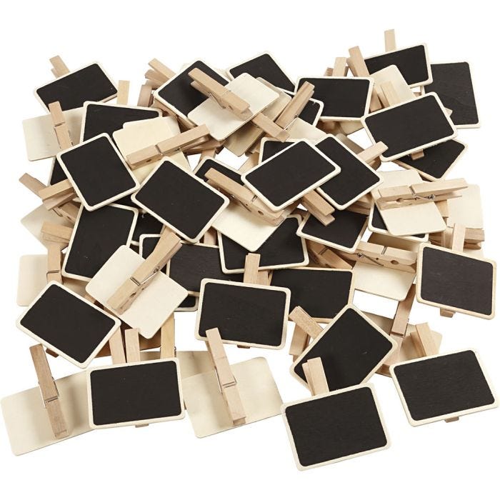 Lavagna con molletta, misura 6,8x4,7 cm, 100 pz/ 1 conf.