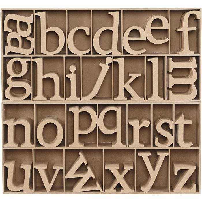 Lettera, H: 8 cm, spess. 2 cm, 112 pz/ 1 conf.