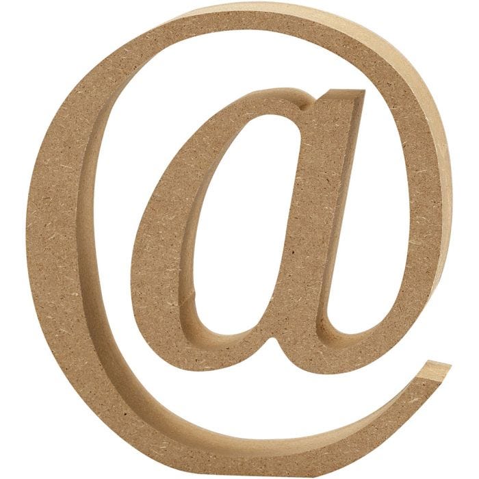 Simbolo in MDF, @, 13 cm, 2 cm, 1 pz