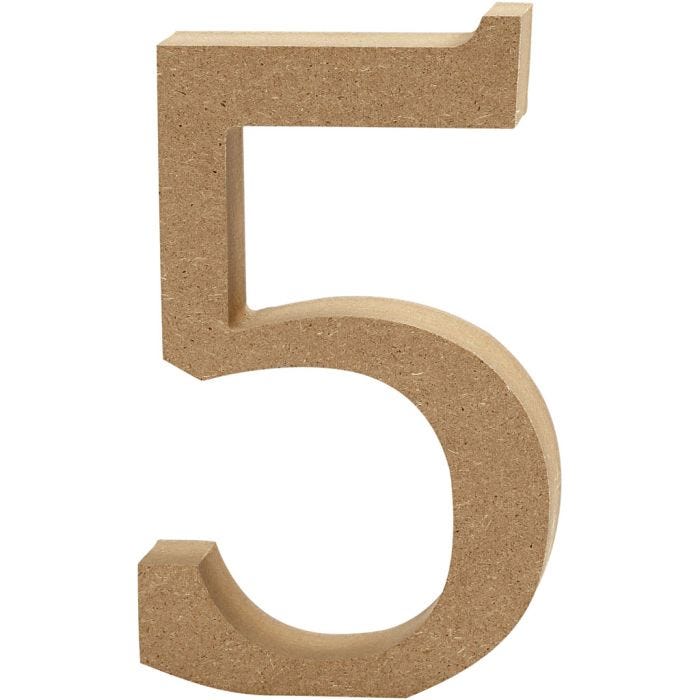 Numero, 5, 13 cm, 2 cm, 1 pz
