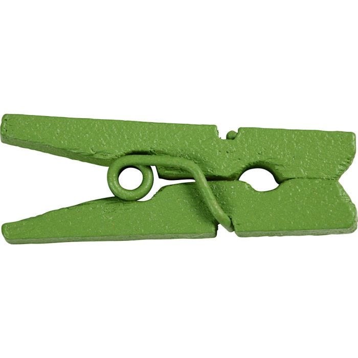 Mini molletta, L: 25 mm, L: 3 mm, verde, 36 pz/ 1 conf.