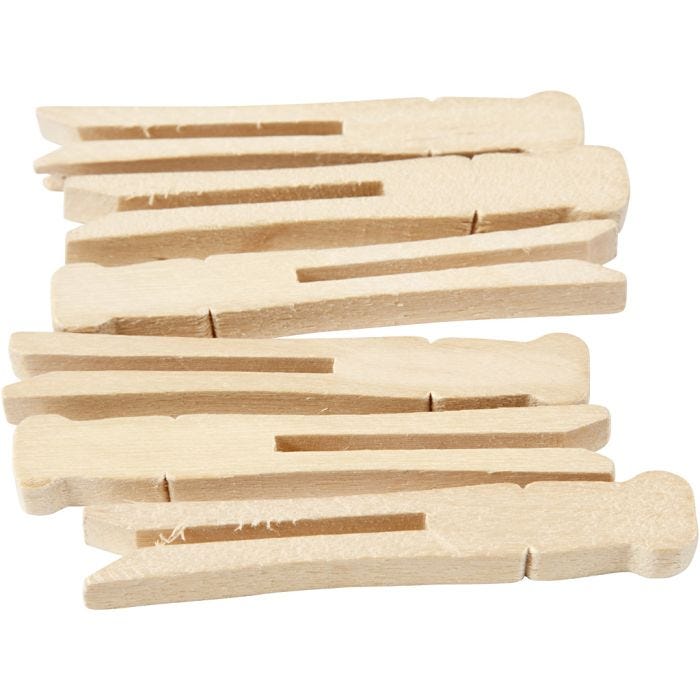 Mollette da bucato, L: 9,5 cm, L: 1,4 cm, 100 pz/ 1 conf.