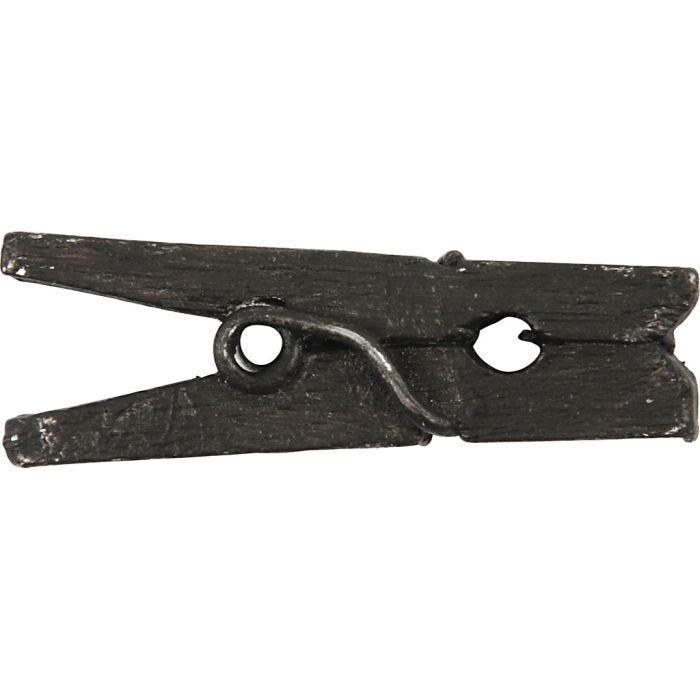 Mini molletta, L: 25 mm, L: 3 mm, nero, 36 pz/ 1 conf.