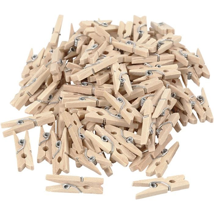 Mollette per abiti, L: 25 mm, L: 3 mm, 100 pz/ 1 conf.