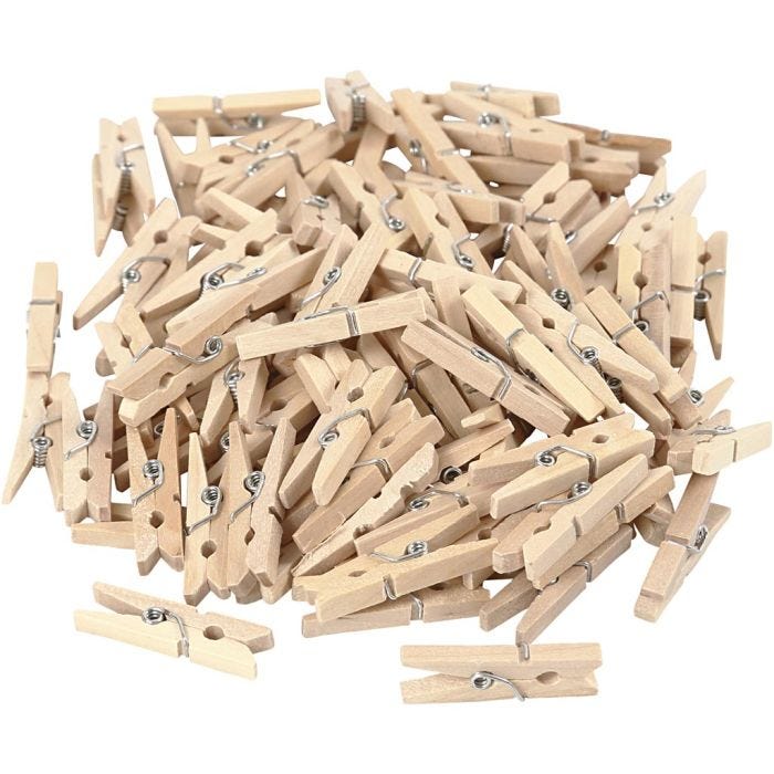 Mollette in legno, L: 30 mm, L: 3 mm, 100 pz/ 1 conf.