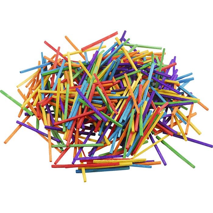 Bastoncini a fiammifero, L: 5 cm, colori asst., 4300 pz, 500 g/ 1 conf.