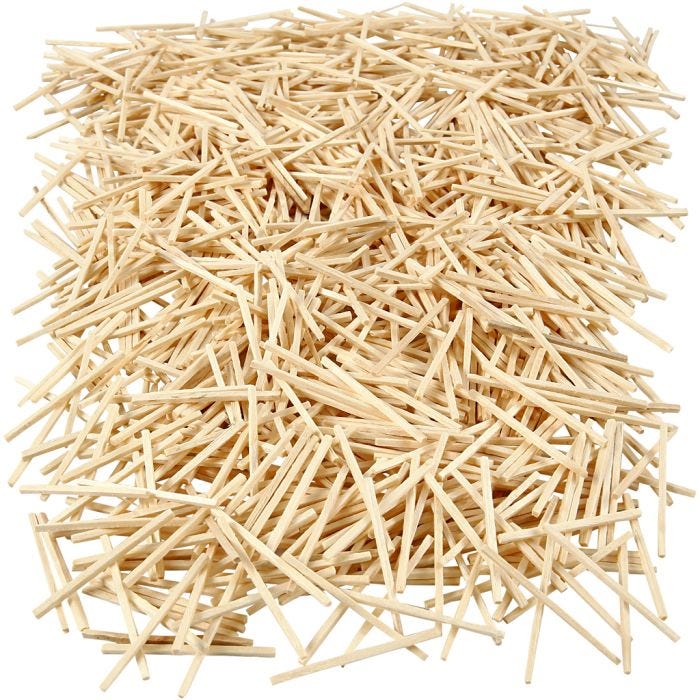 Bastoncini a fiammifero, L: 48 mm, diam 2 mm, 8500 pz, 1 kg