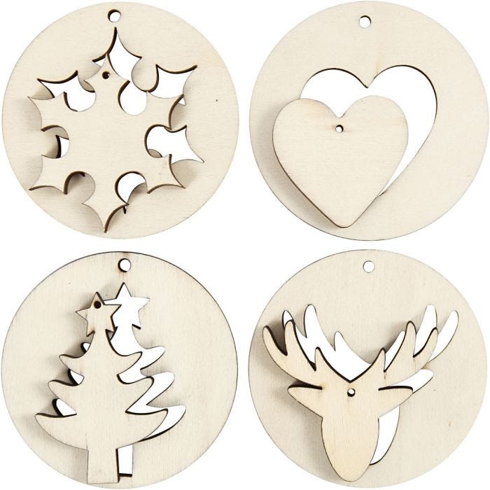 Decorazioni da appendere 2 in 1 , diam 7 cm, misura buco 3 mm, spess. 4 mm, 8 pz/ 1 conf.