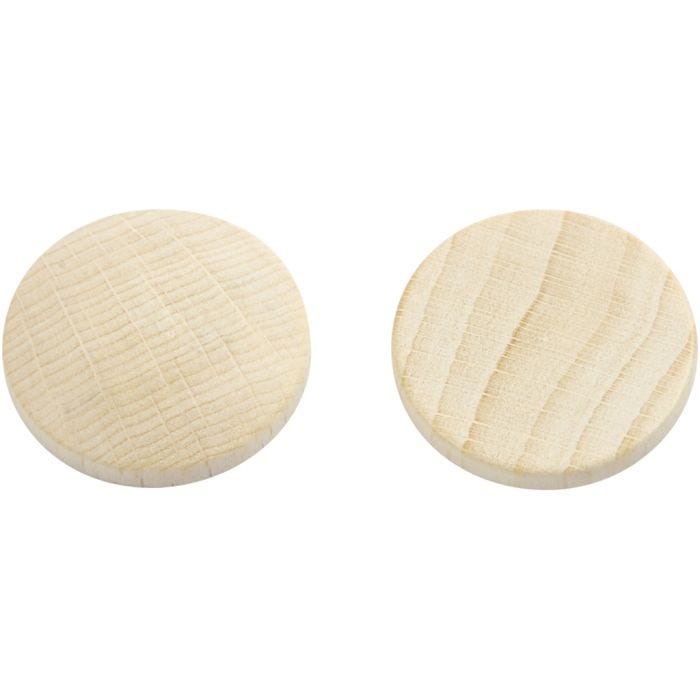 Bottoni in legno, diam 25 mm, spess. 5 mm, 15 pz/ 1 conf.