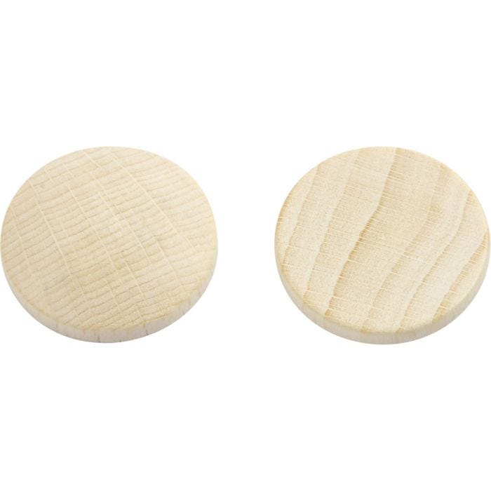 Bottoni in legno, diam 25 mm, spess. 5 mm, 150 pz/ 1 conf.
