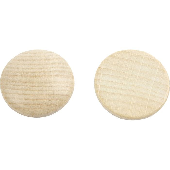 Bottoni in legno, diam 30 mm, spess. 5 mm, 15 pz/ 1 conf.