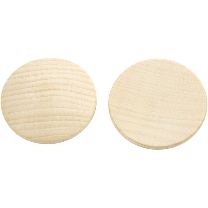 Bottoni in legno, diam 40 mm, spess. 6 mm, 10 pz/ 1 conf.