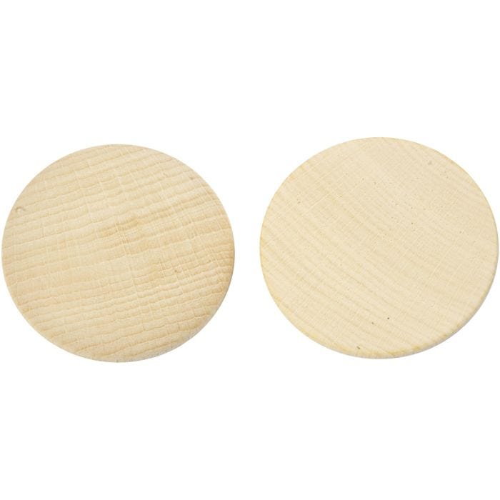 Bottoni in legno, diam 50 mm, spess. 10 mm, 5 pz/ 1 conf.