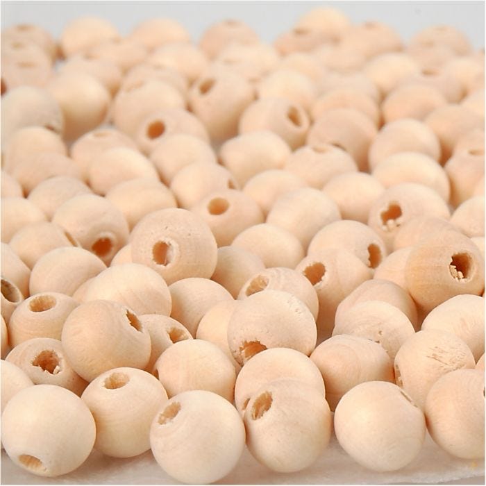 Perlina di legno, diam 8 mm, misura buco 2 mm, 100 pz/ 1 conf.