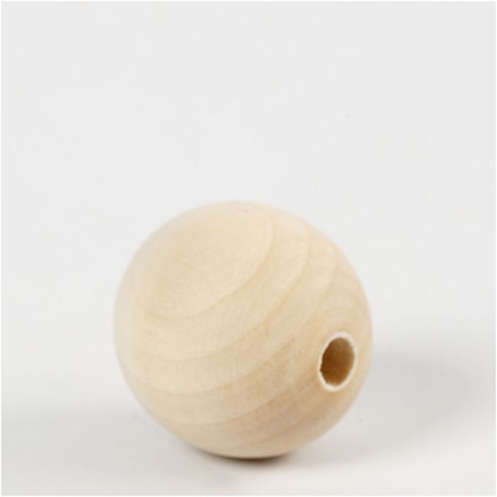 Perlina di legno, diam 30 mm, misura buco 5 mm, 4 pz/ 1 conf.