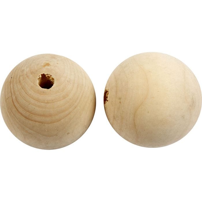 Perlina di legno, diam 50 mm, misura buco 8 mm, 20 pz/ 1 conf.