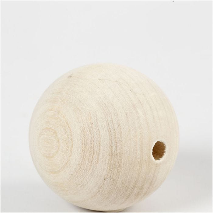 Perlina di legno, diam 60 mm, misura buco 9 mm, 3 pz/ 1 conf.