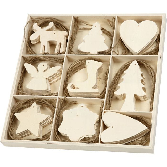 Decorazione in legno, Natale, misura 7-8 cm, 72 pz/ 1 conf.