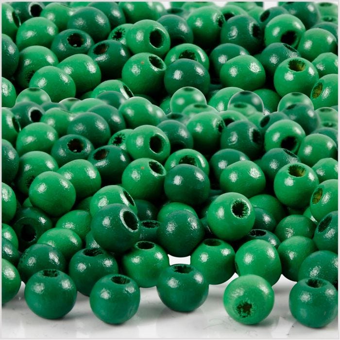 Perline in Legno, diam 5 mm, misura buco 1,5 mm, verde, 6 g/ 1 conf.