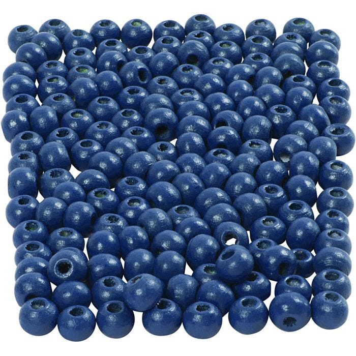 Perline in Legno, diam 5 mm, misura buco 1,5 mm, blu, 6 g/ 1 conf.