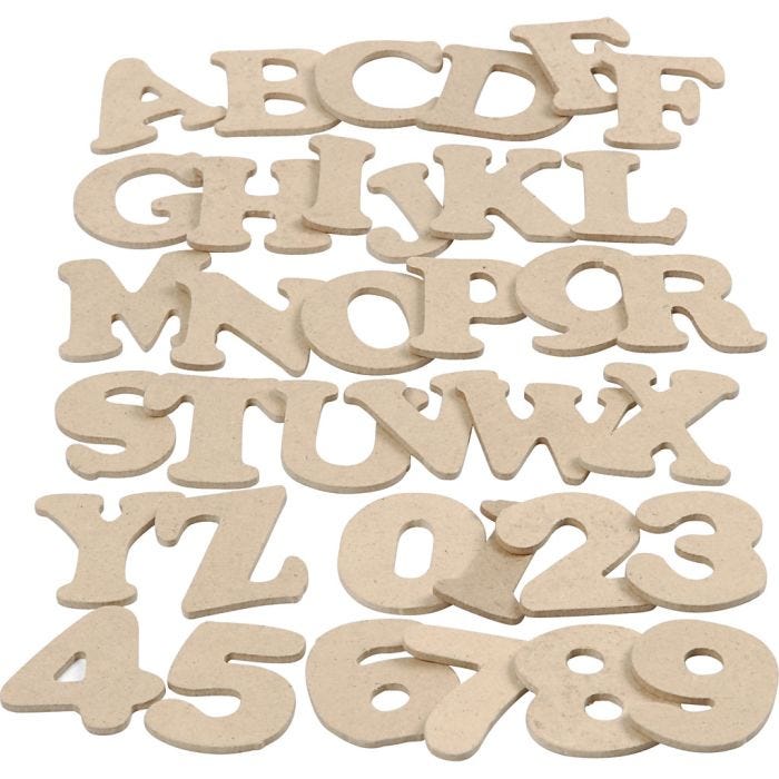 Lettere e numeri, H: 4 cm, spess. 2,5 mm, 36x10 conf./ 1 conf.