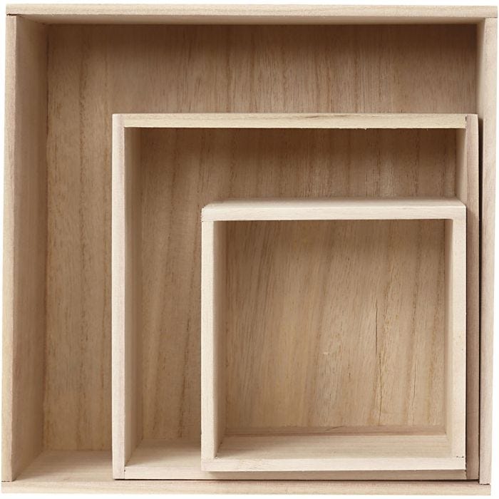 Scatole, quadrato, H: 15x15+21,5x21,5+28x28 cm, P: 12,5 cm, 3 pz/ 1 set
