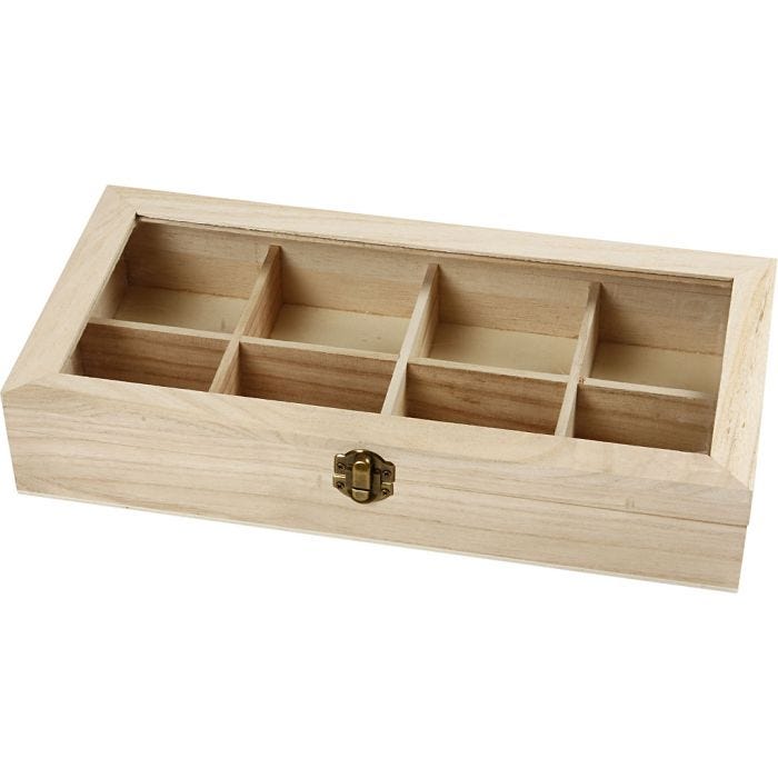 Scatola con coperchio in vetro, misura 32x16x6 cm, misura buco 7x7 cm, 1 pz
