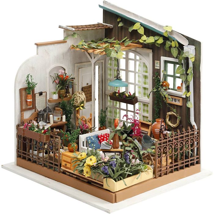 Stanza in miniatura fatta a mano, Giardino, H: 21 cm, L: 19,5 cm, 1 pz