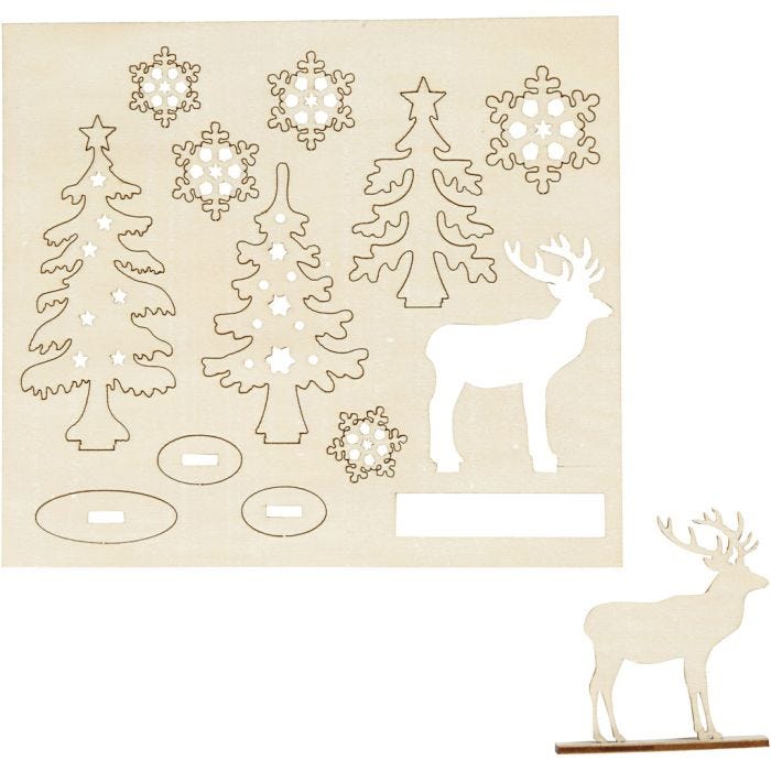 Sagome autoassemblanti, foresta con caprioli, 15,5 cm, 17 cm, 3 mm, 1 conf.
