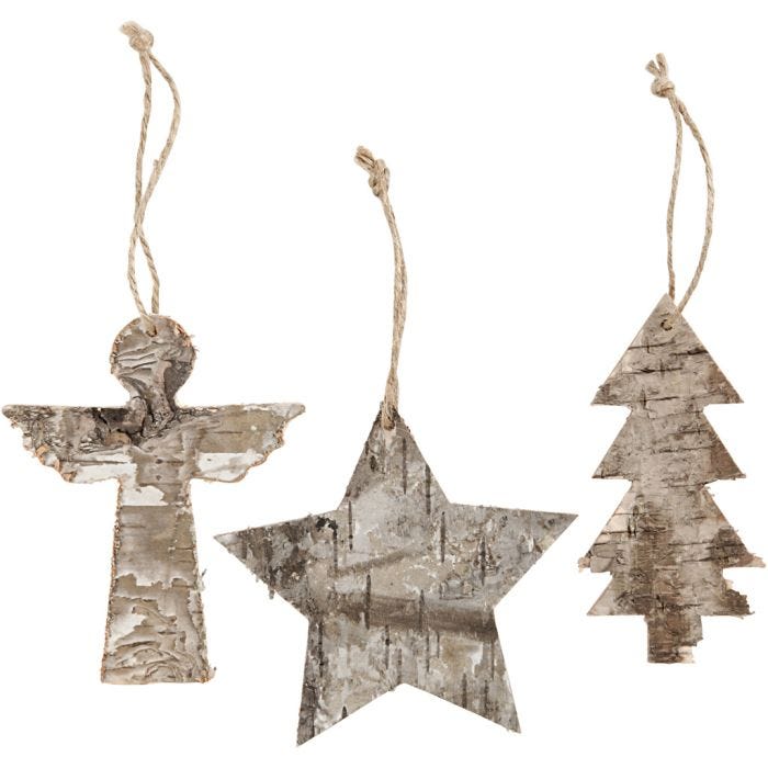 Ornamenti natalizi, H: 10 cm, L: 8 cm, 3 pz/ 1 conf.