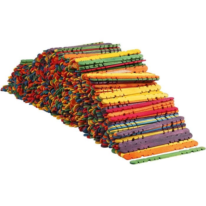 Bastoncini con buchi, L: 11,4 cm, L: 10 mm, colori asst., 1000 pz/ 1 conf.