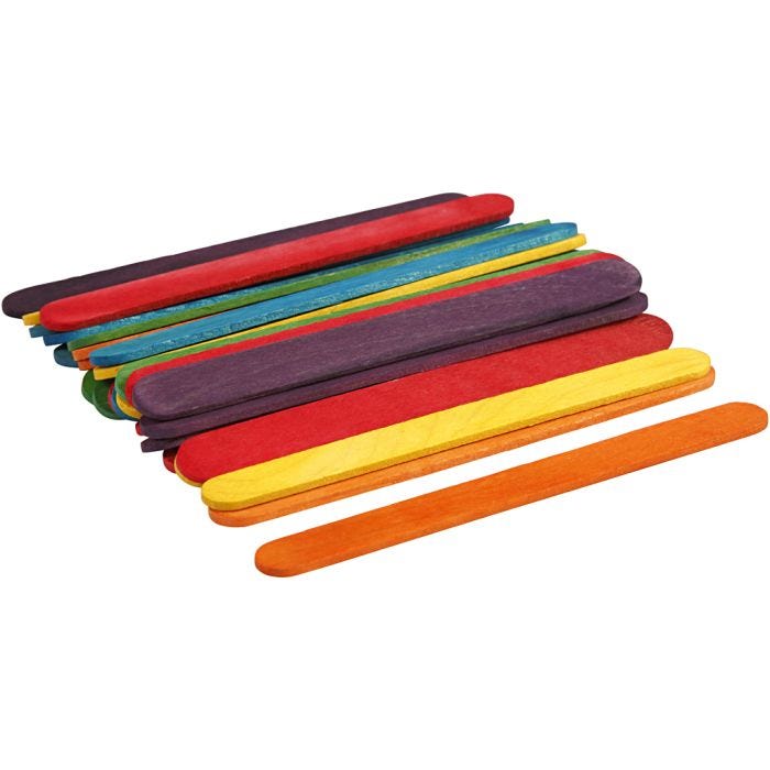 Bastoncini in legno , L: 11,4 cm, L: 10 mm, colori asst., 30 pz/ 1 conf.