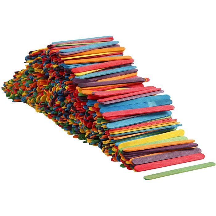 Bastoncini in legno , L: 11,4 cm, L: 10 mm, colori asst., 1000 pz/ 1 conf.