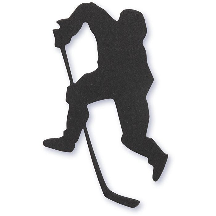 Sagoma in cartoncino, Giocatore di hockey su ghiaccio, 54x64 mm, nero, 10pz/ 1 conf.