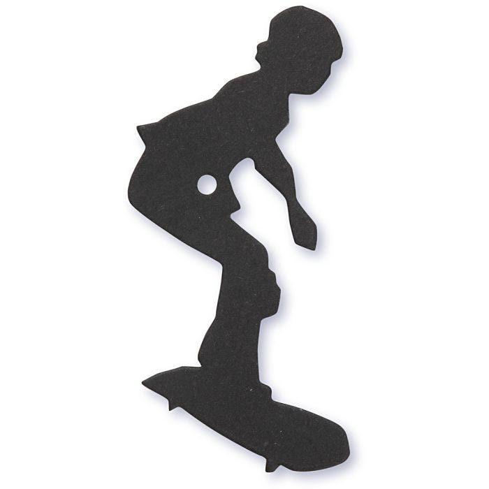 Sagoma in cartoncino, Skater, misura 56x67 mm, nero, 10 pz/ 1 conf.