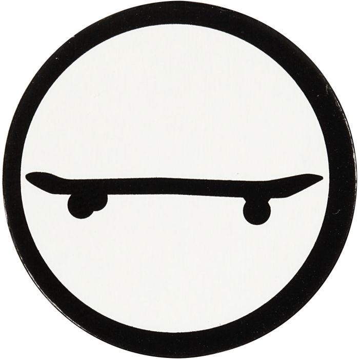 Sagoma in cartoncino, Skateboard, diam 25 mm, bianco/nero, 20 pz/ 1 conf.