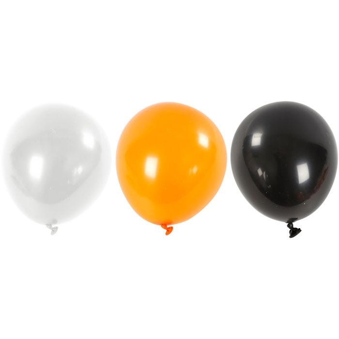 Palloncini, rotondi, diam 23-26 cm, nero, arancio, bianco, 10 pz/ 1 conf.