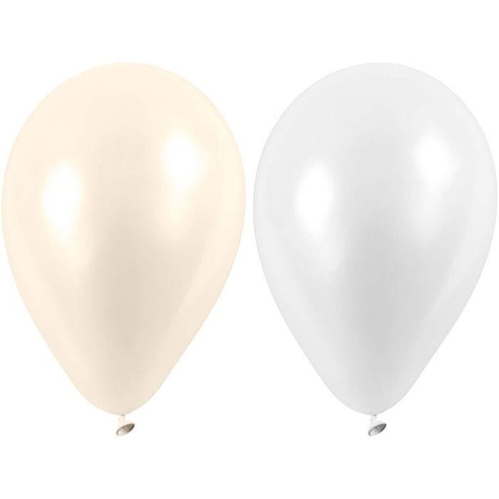 Palloncini, rotondi, diam 23 cm, bianco, madreperla, 10 pz/ 1 conf.