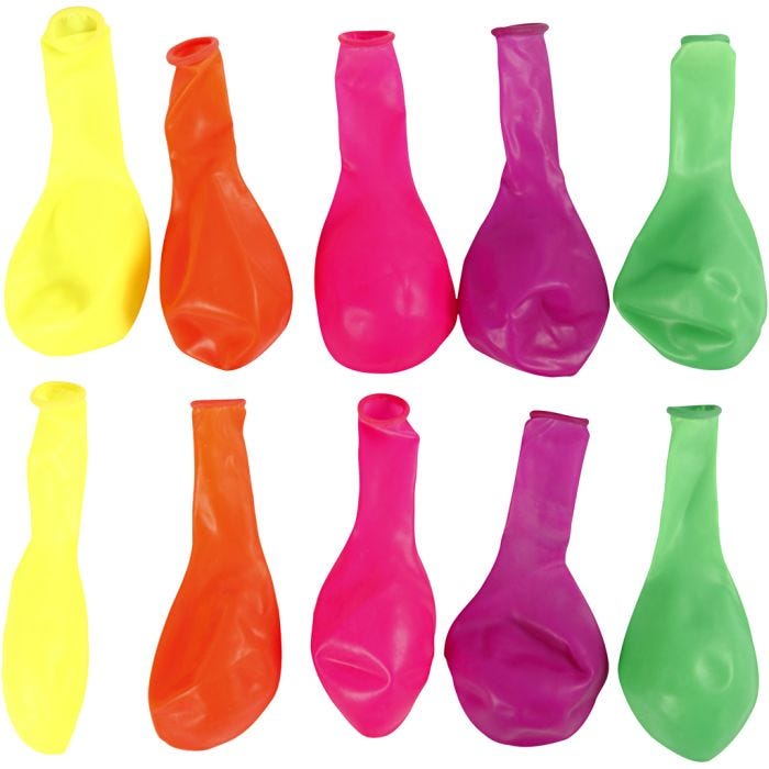 Palloncini, rotondi, diam 23 cm, colori neon, 10 pz/ 1 conf.