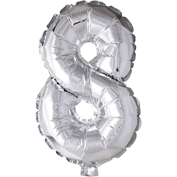 Palloncino alluminio, 8, 41 cm, argento, 1 pz