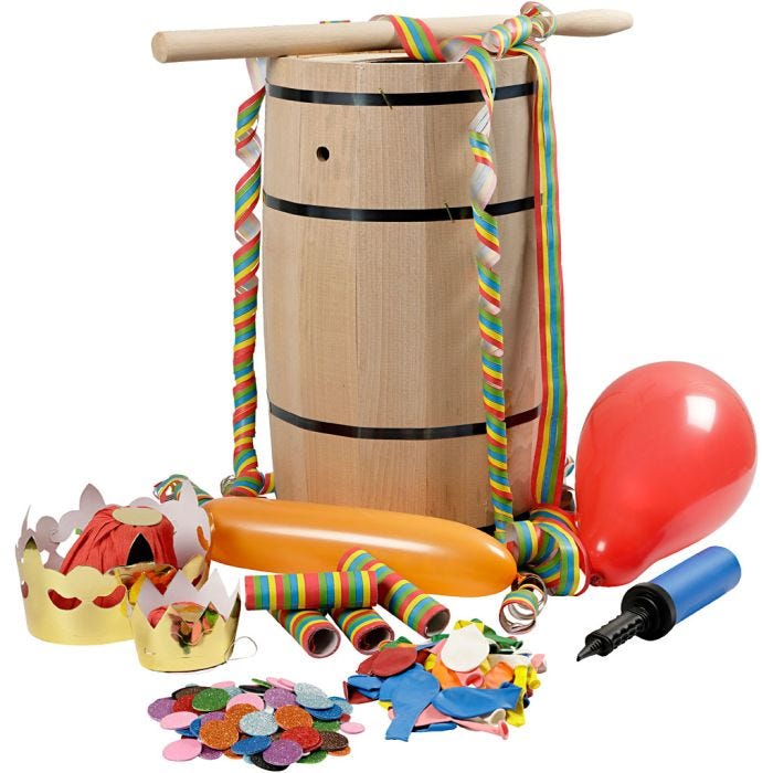 Barile di Carnevale con accessori, faggio, 54 cm, grande, 1 set