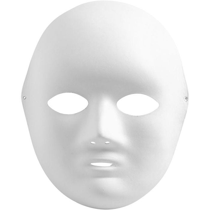 Maschera volto intero, H: 22 cm, L: 17 cm, bianco, 10 pz/ 1 conf.