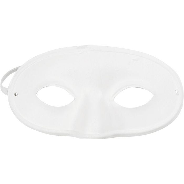 Maschera metà volto, H: 9,5 cm, L: 18,5 cm, bianco, 10 pz/ 1 conf.