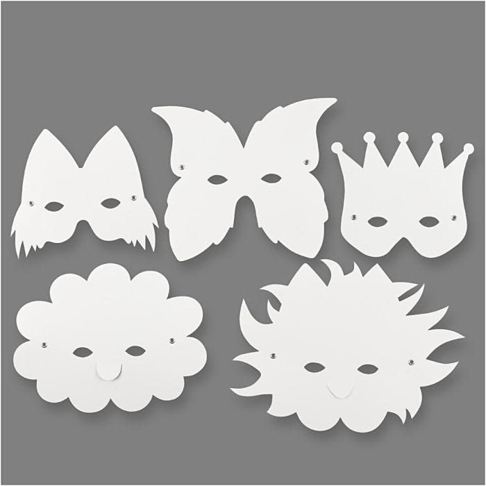 Maschere -fascia elastica inclusa, H: 15-20 cm, 230 g, bianco, 5 pz/ 1 conf.