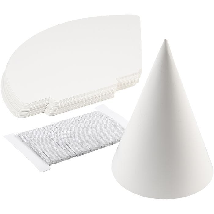 Cono in cartoncino, H: 23 cm, diam 16,5 cm, 230 g, bianco, 50 pz/ 1 conf.