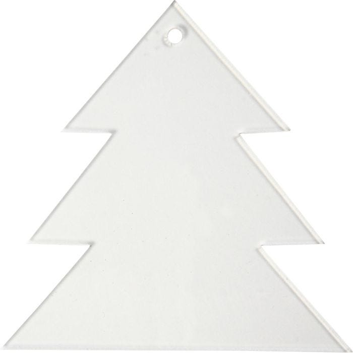 Decorazioni acriliche, albero di Natale, H: 8 cm, spess. 2 mm, 5 pz/ 1 conf.