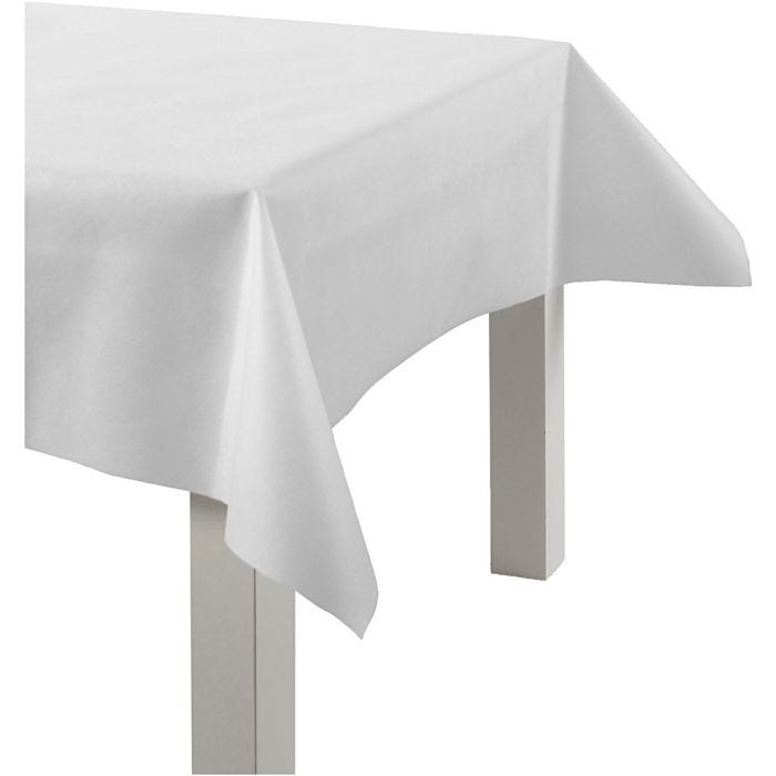 Tovaglia in Tessuto Imitativo, L: 125 cm, 70 g, bianco, 10 m/ 1 rot.